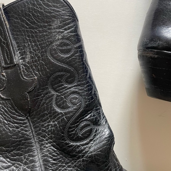 Vintage Lucchese Black Leather Classic Western Cowboy Boots 10/11 - Picture 8 of 15